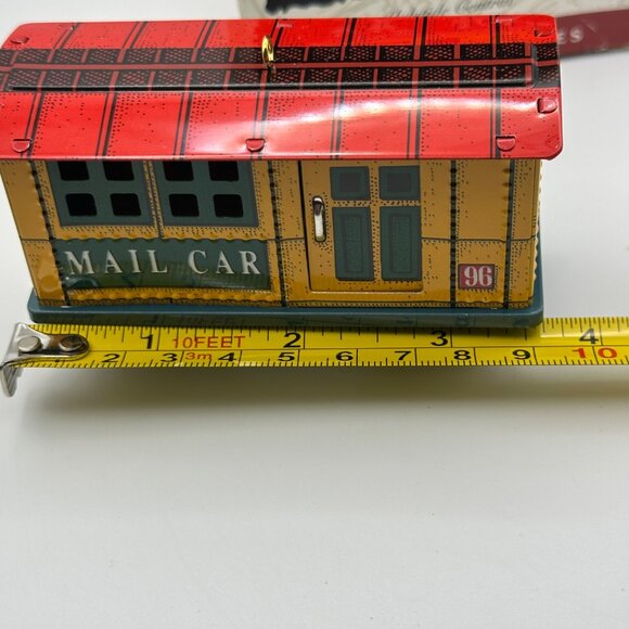 Hallmark Keepsake Yuletide Central pressed tin 1996 mail car in box Ornament - Picture 4 of 8